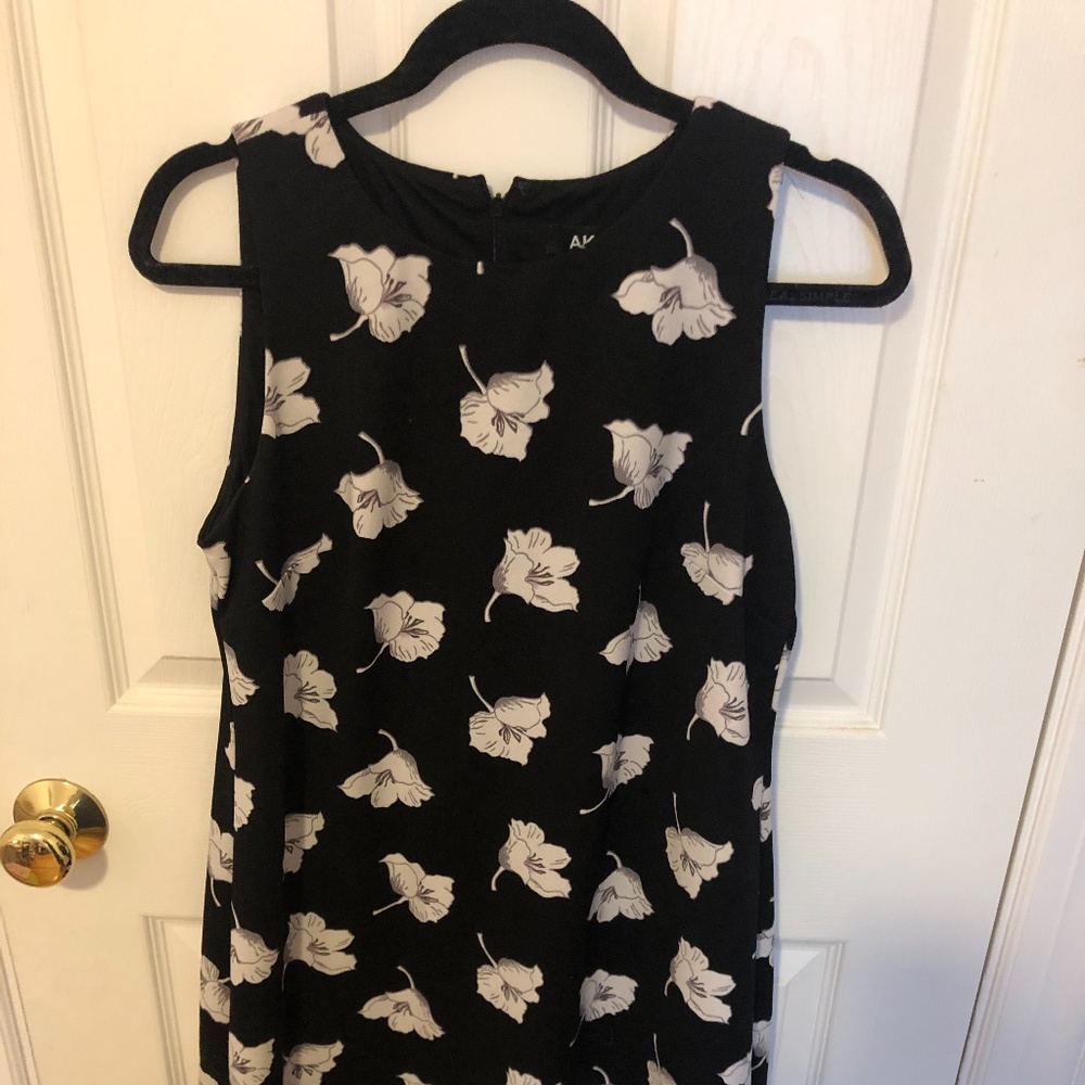 Anne Klein Black Floral A Line Dress